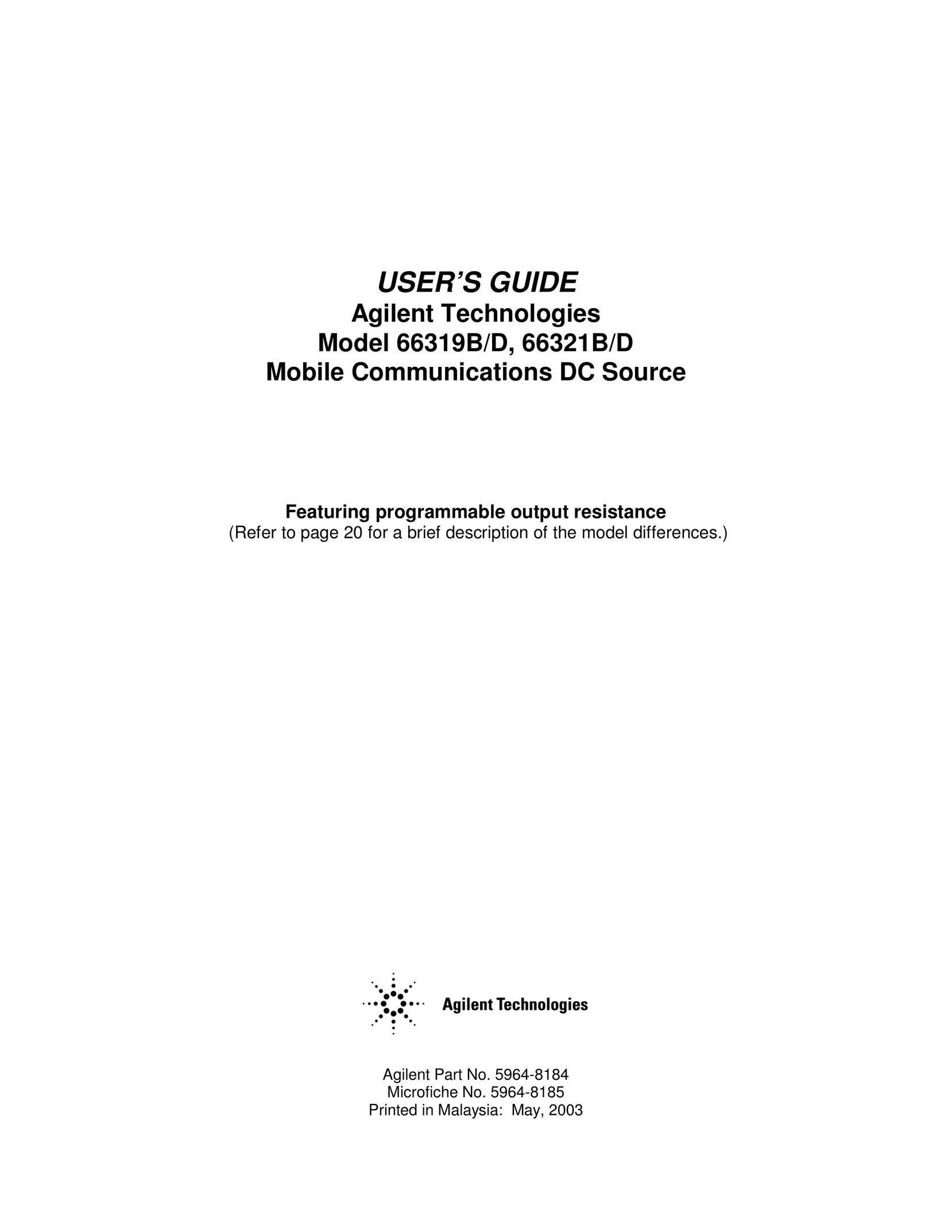 Agilent Technologies 66321b Video Games User Manual