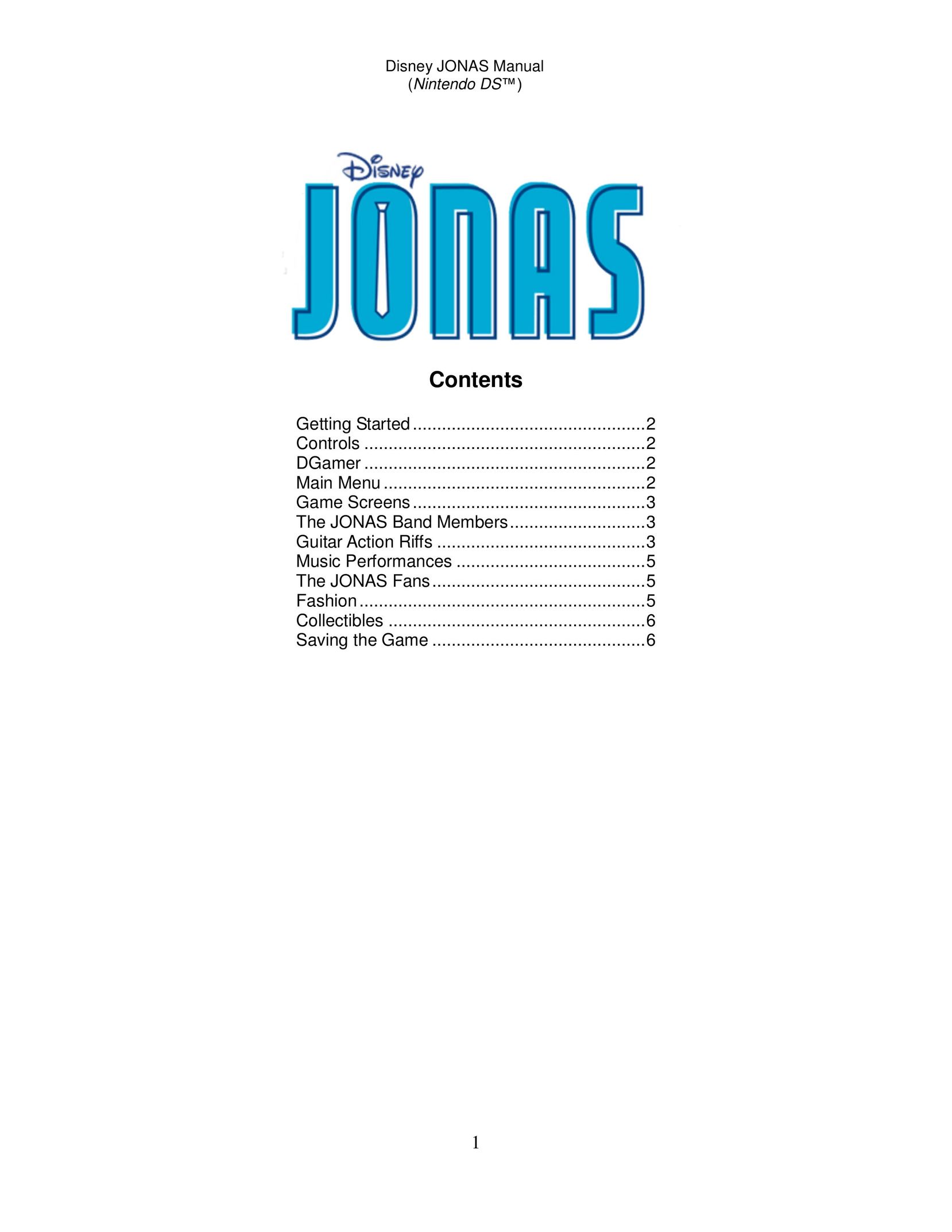 Disney Interactive Studios Jonas for Nintendo DS Video Games User Manual