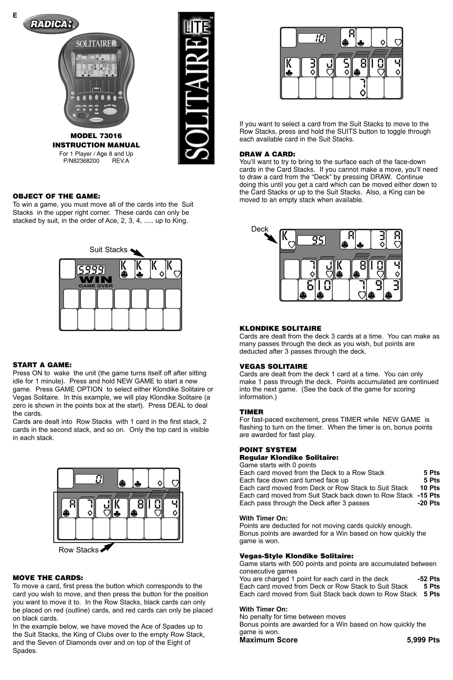 Radica Games 73016 Video Games User Manual