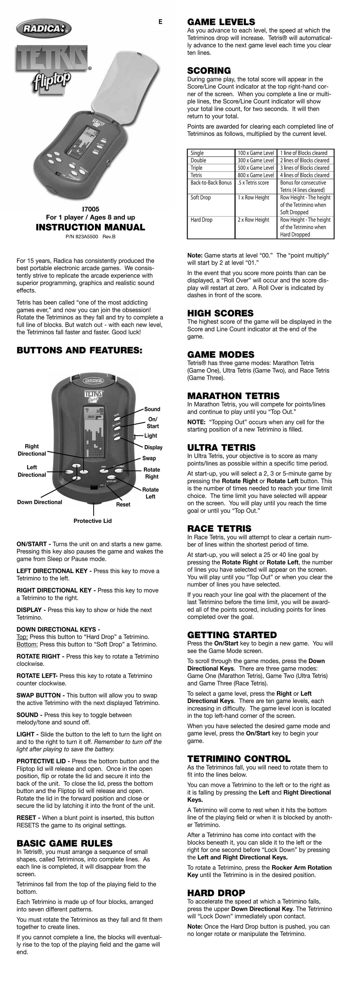 Radica Games I7005 Video Games User Manual
