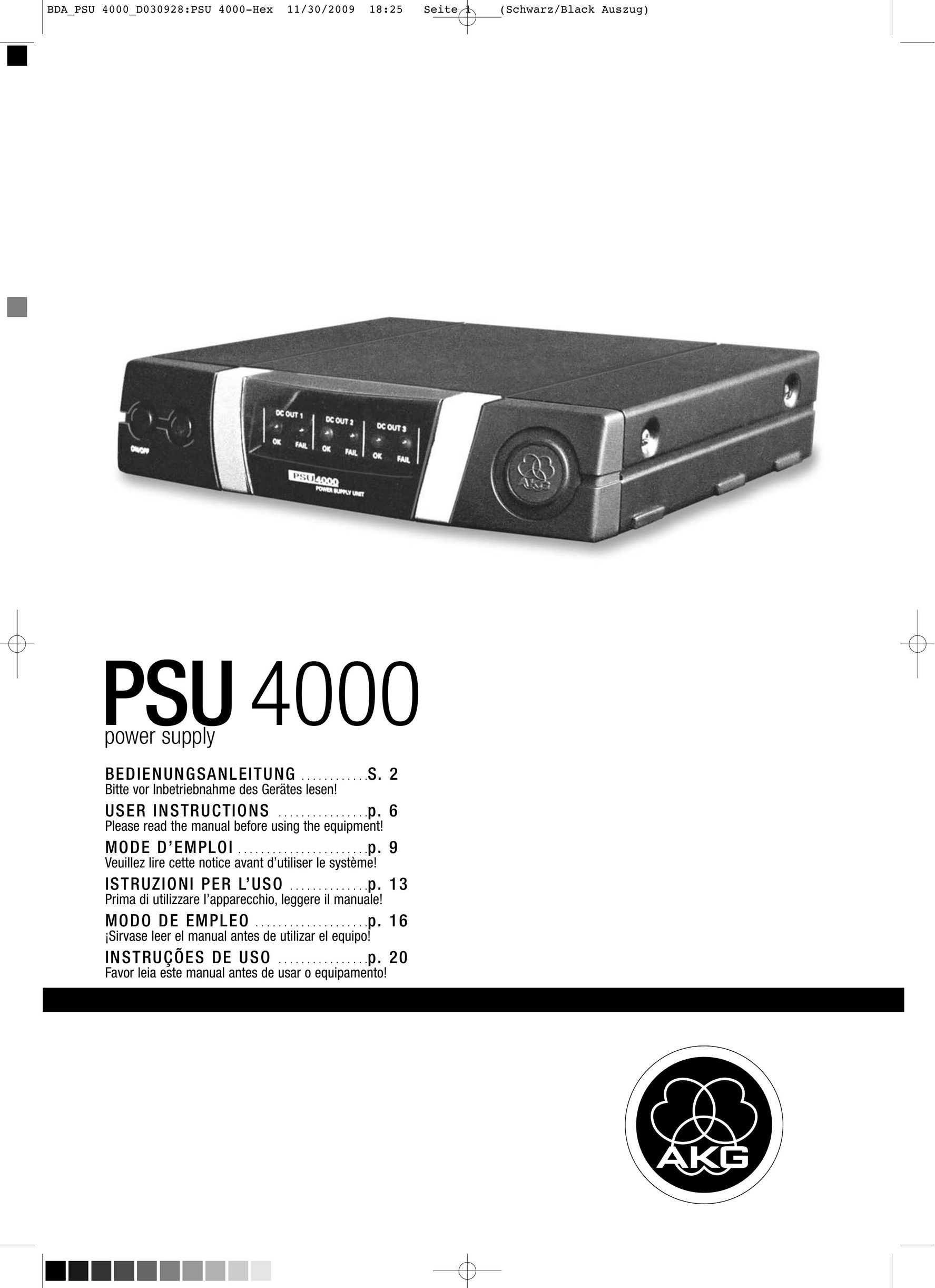 AKG Acoustics PSU4000 Video Gaming Accessories User Manual