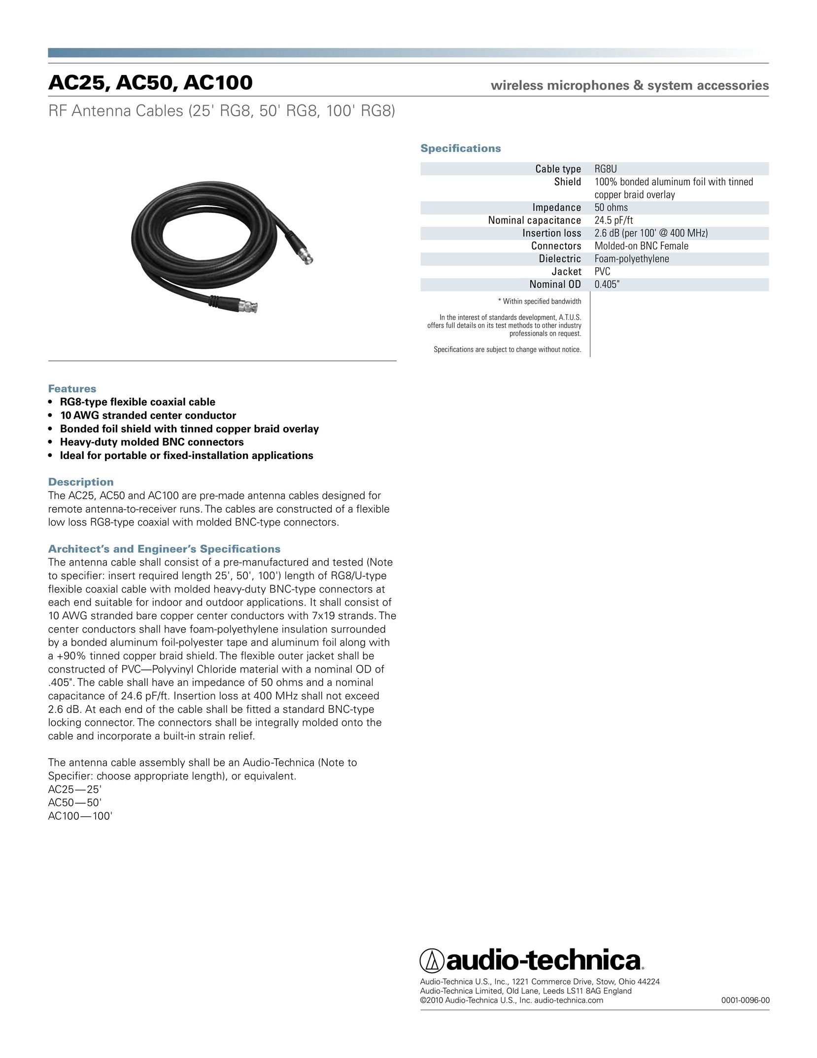 Audio-Technica AC25 Video Gaming Accessories User Manual