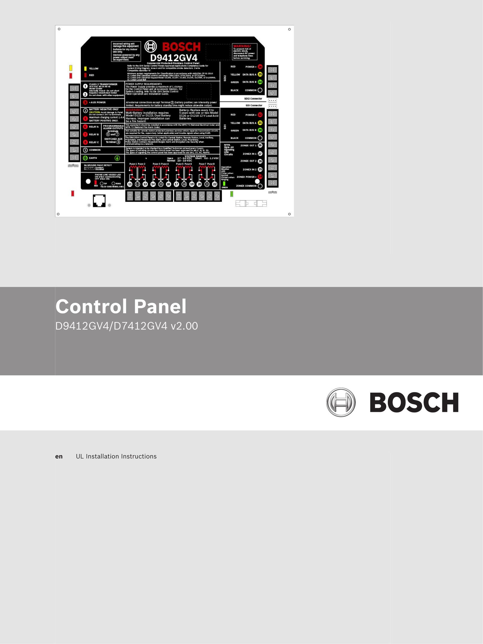 Bosch Appliances D9412GV4 Video Gaming Accessories User Manual