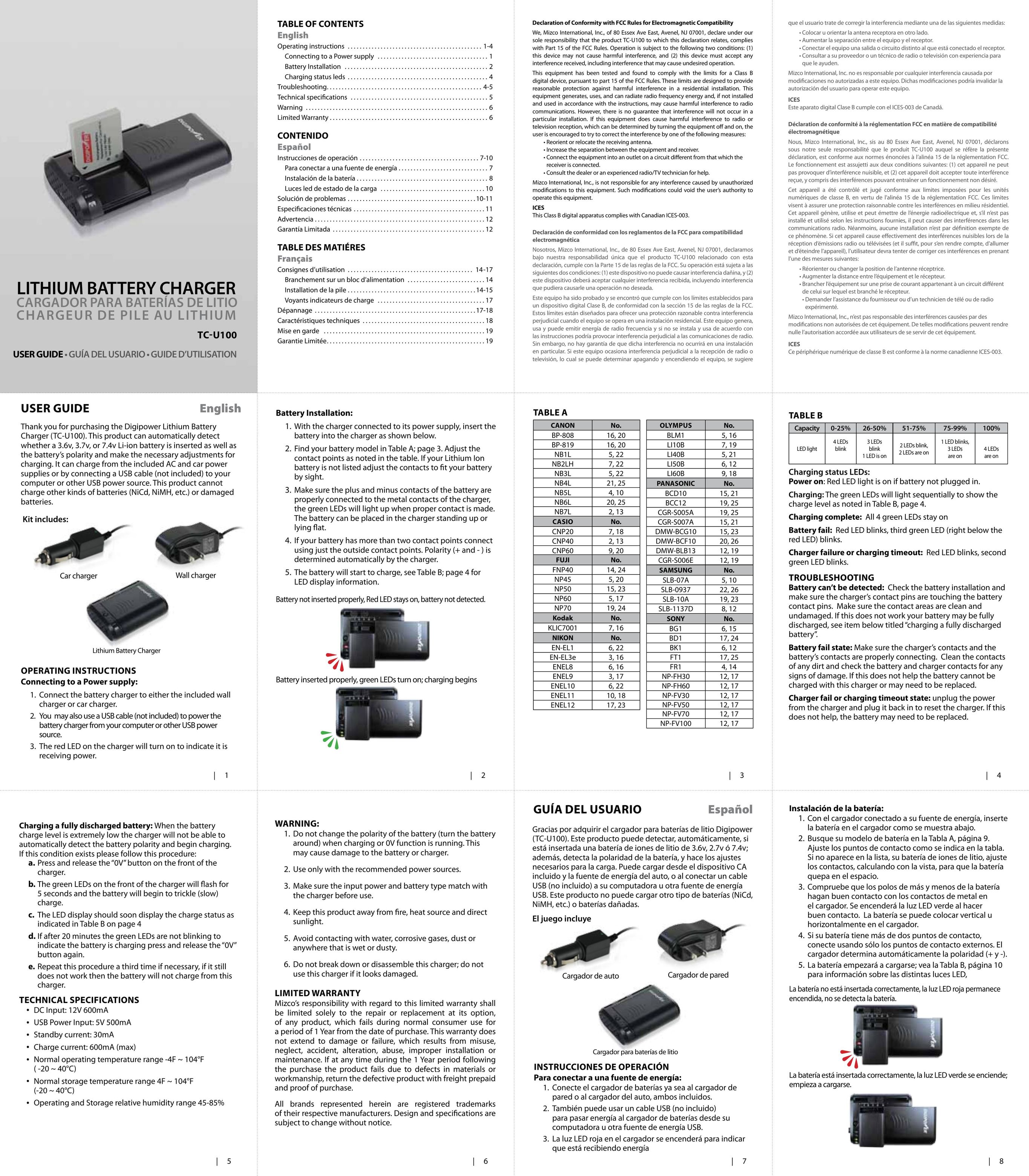 DigiPower TC-U100 Video Gaming Accessories User Manual