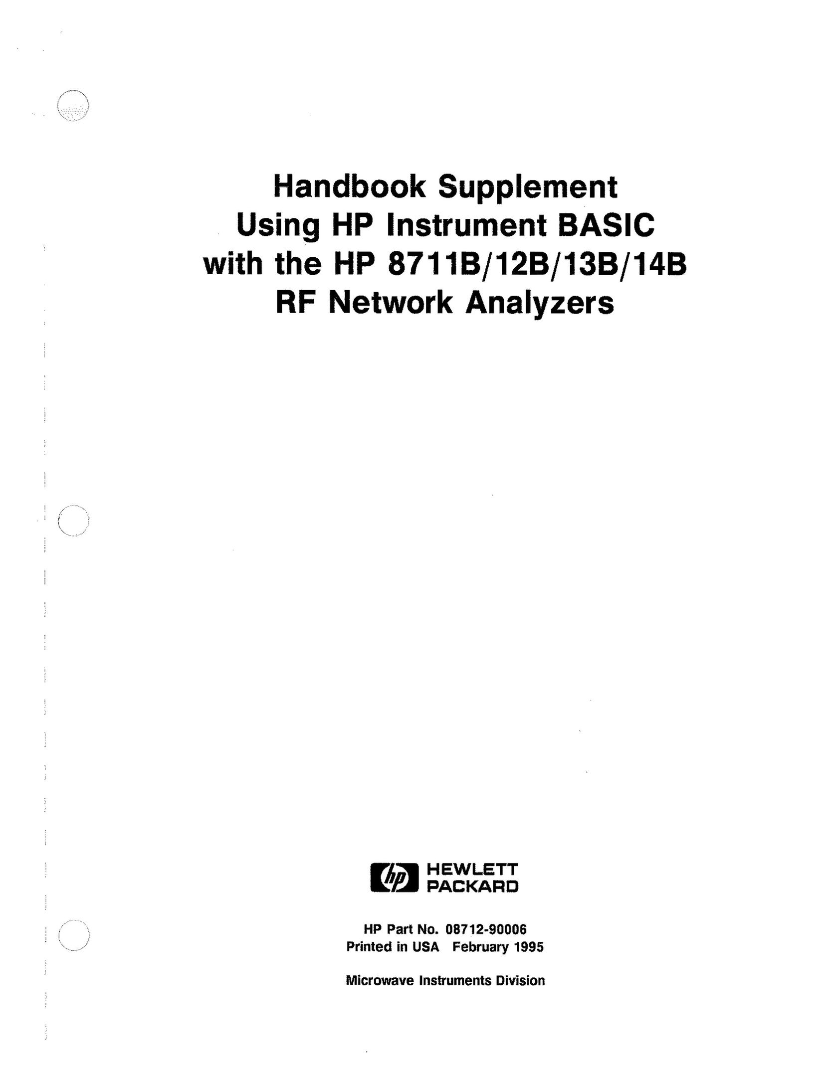 HP (Hewlett-Packard) 8711B Video Gaming Accessories User Manual