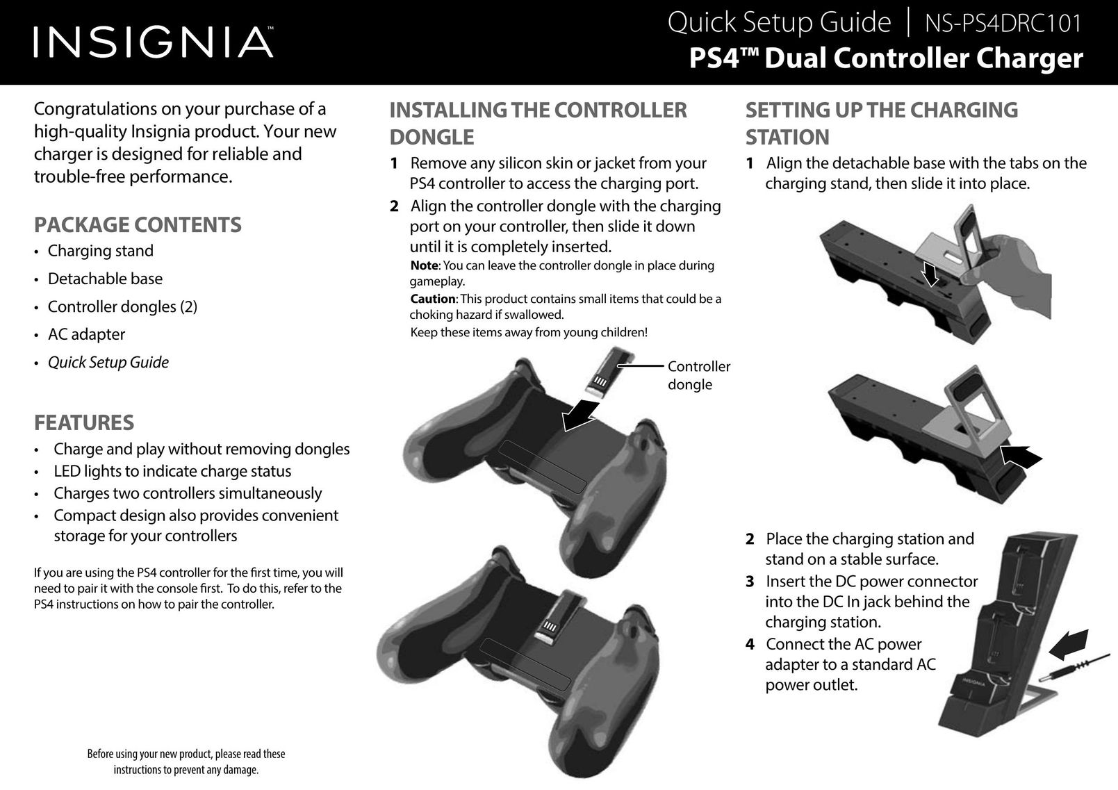 Insignia NS-PS4DRC101 Video Gaming Accessories User Manual