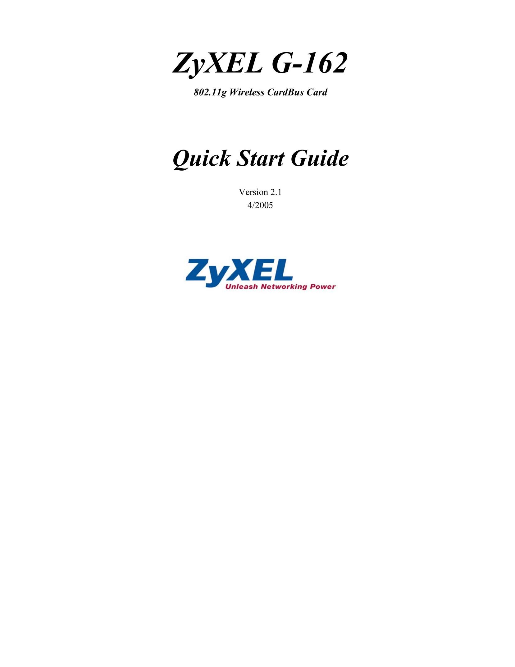 ZyXEL Communications ZyXEL G-162 Video Gaming Accessories User Manual