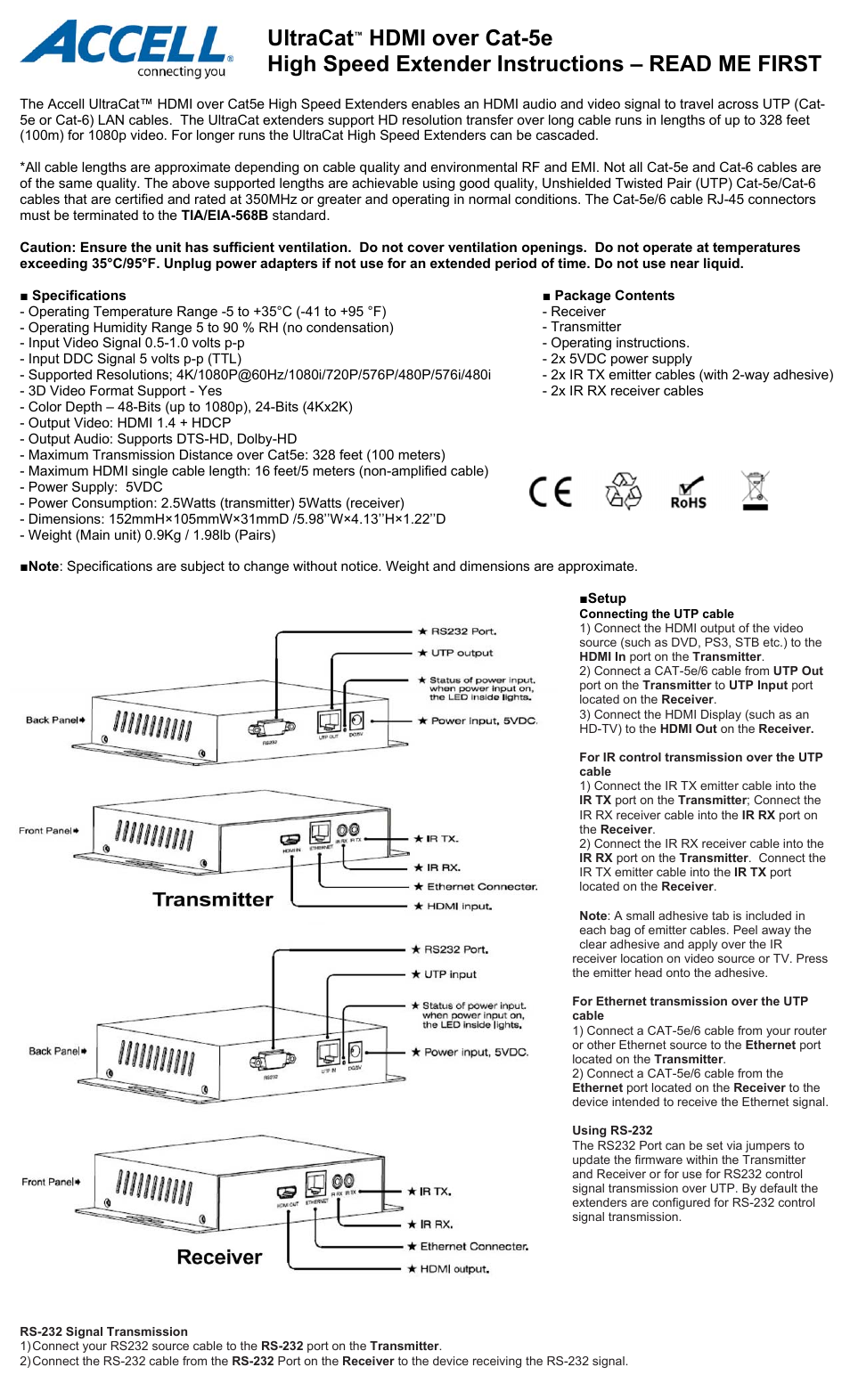 UltraCat HD HDMI-Cat5e Extender (HDBaseT)