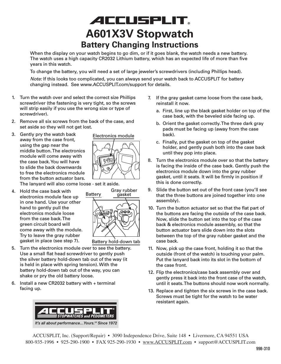 A601X3V Battery Instructions