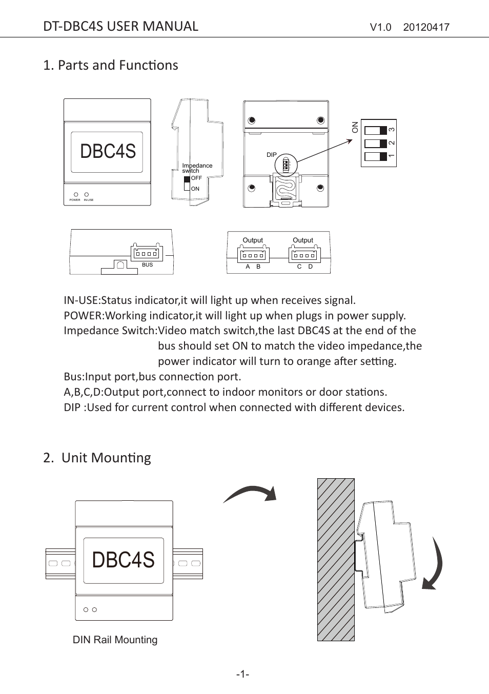 DT-DBC4S Manual