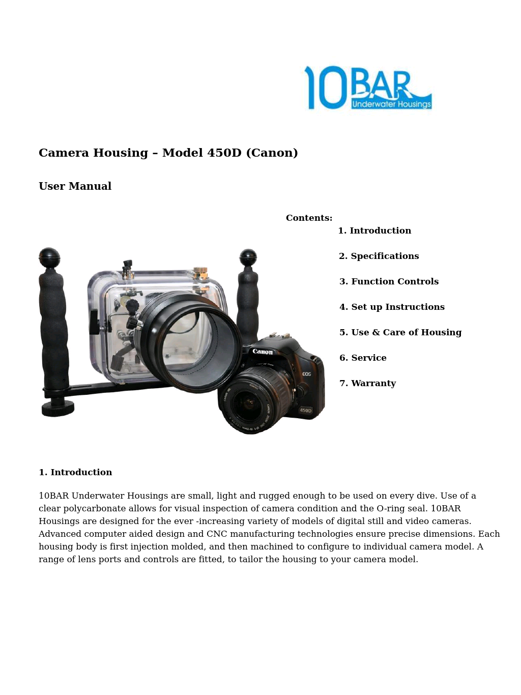 Camera Housing for Canon EOS 450D