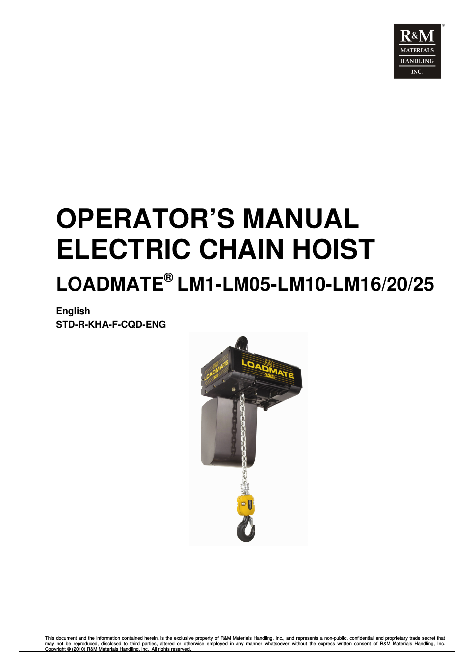 ELECTRIC CHAIN HOISTS LoadMate Chain Hoist General Operation Manual