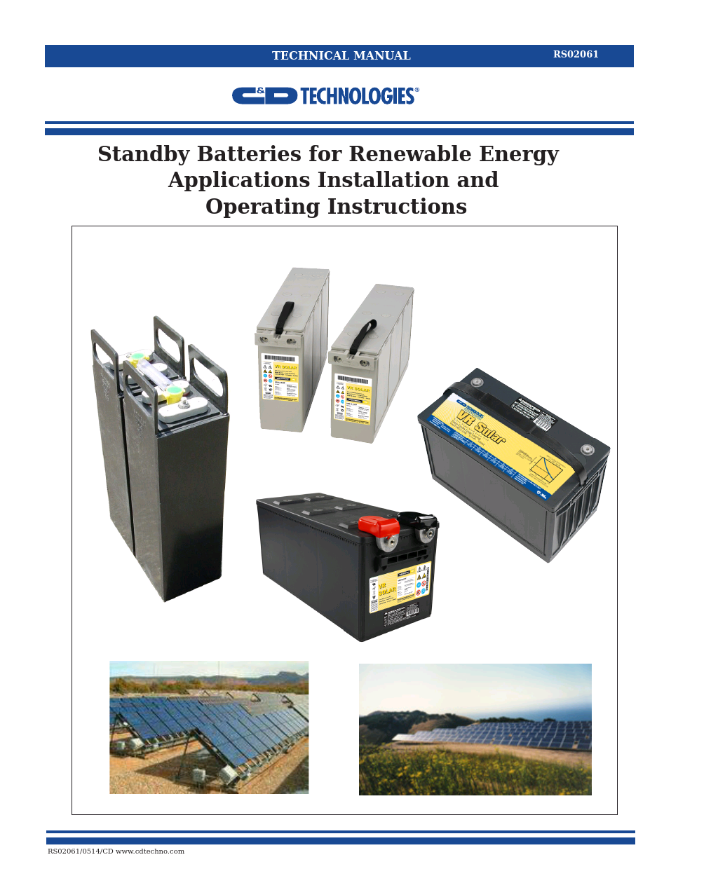 RS-2061 Standby Batteries for Renewable Energy Applications