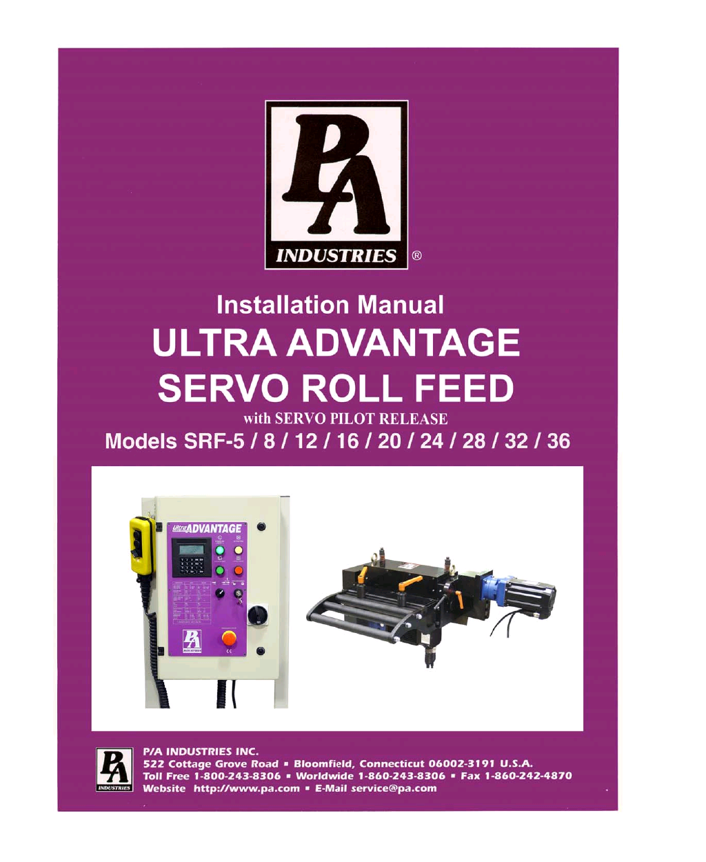 Advantage Servo Roll Feed SRF-5/8/12/16/20/24/28/32/36 with Servo Pilot Release - Installation Manual
