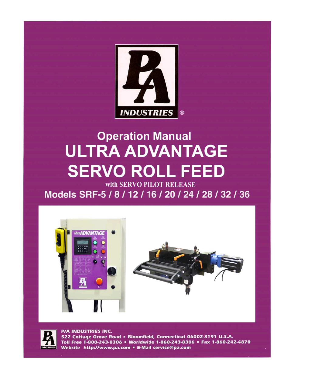 Advantage Servo Roll Feed SRF-5/8/12/16/20/24/28/32/36 with Servo Pilot Release - Operation Manual