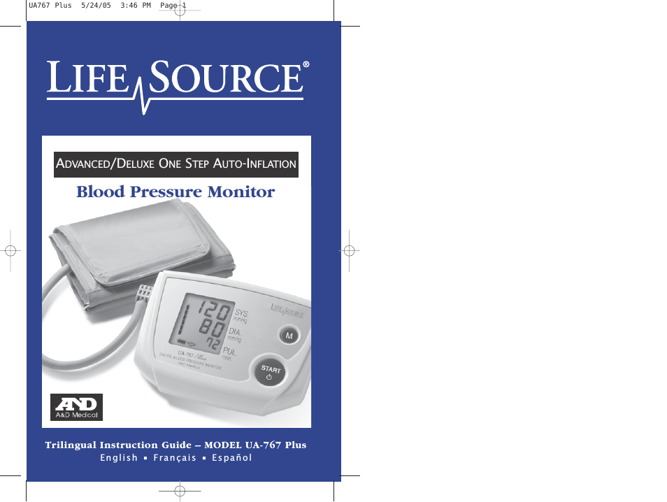 Life Source Blood Pressure Monitor UA-767 Plus