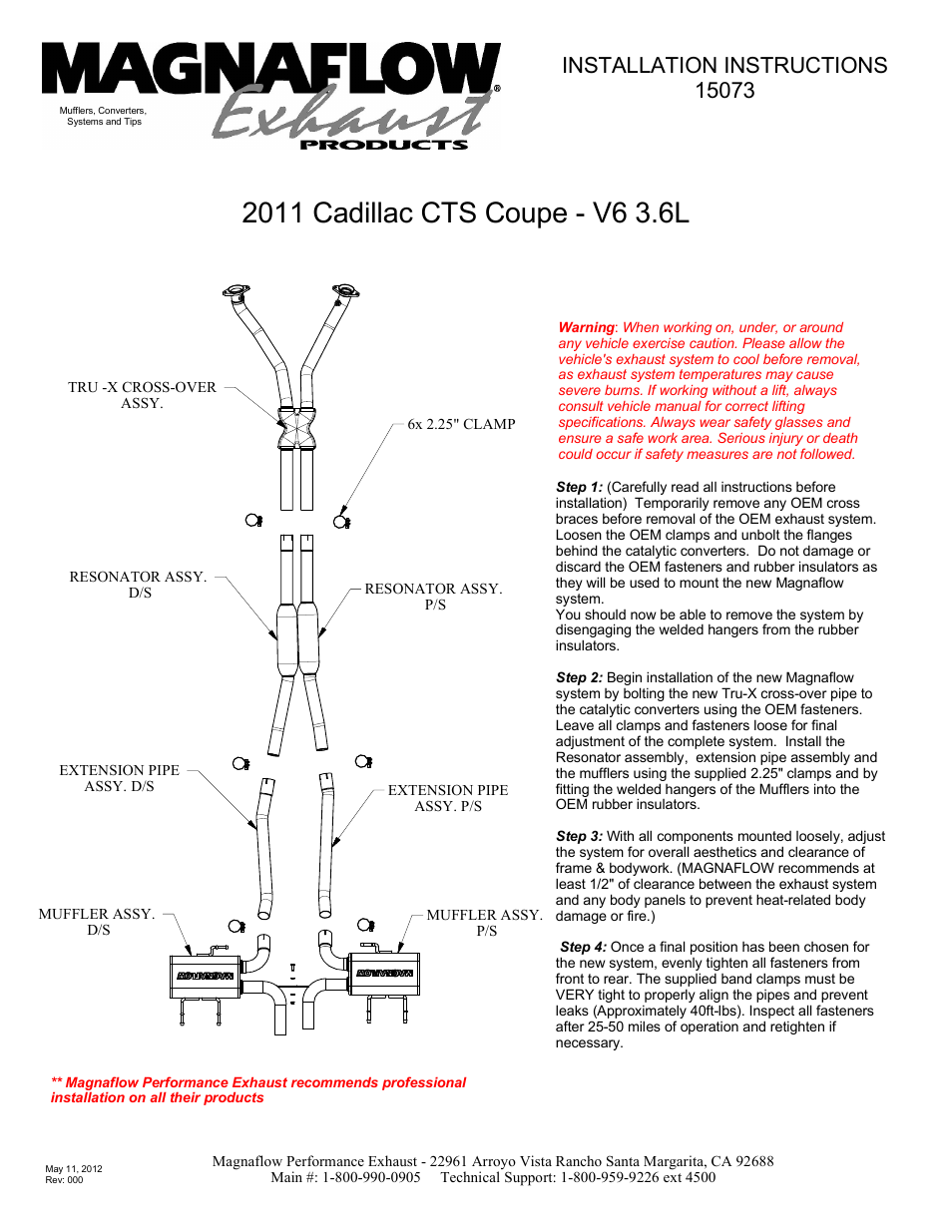 CADILLAC CTS Stainless Cat-Back System PERFORMANCE EXHAUST