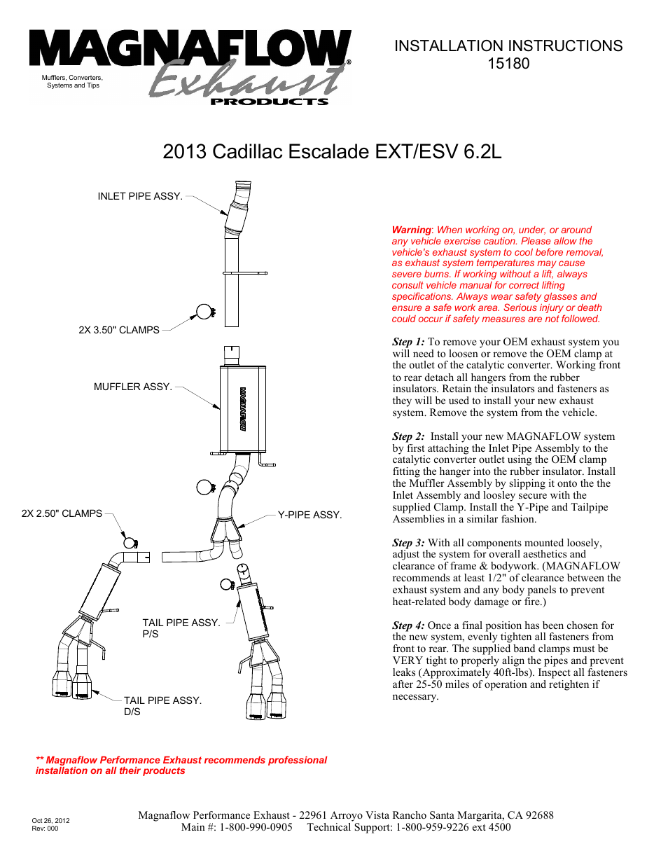 CADILLAC TRUCK ESCALADE-ESV Stainless Cat-Back System PERFORMANCE EXHAUST