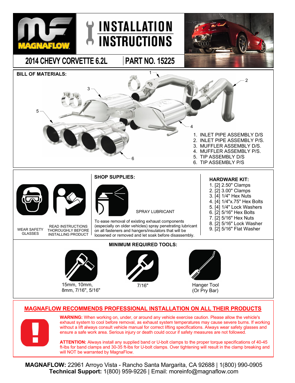 CHEVROLET CORVETTE Stainless Axle-Back System PERFORMANCE EXHAUST