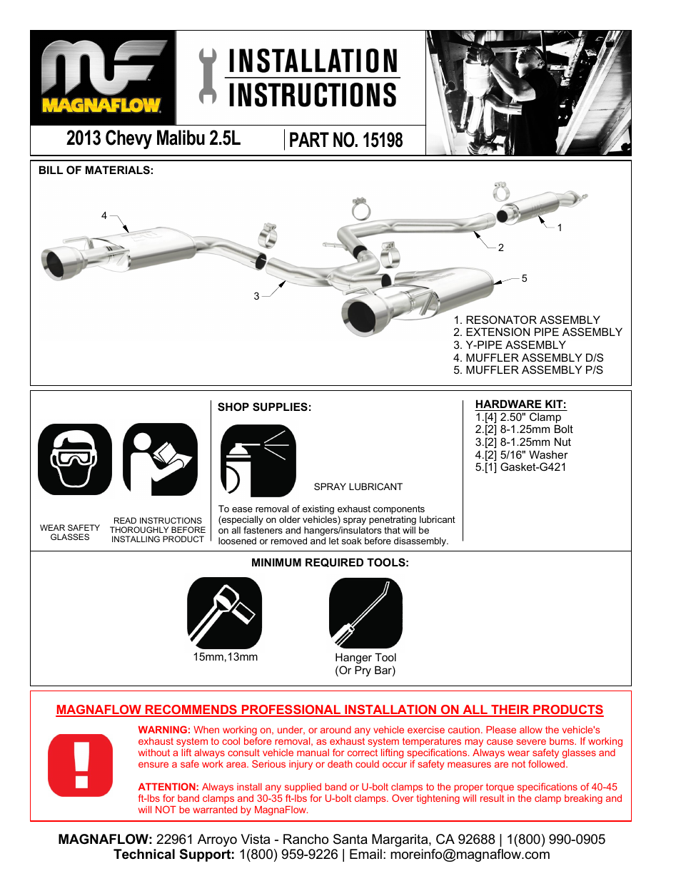 CHEVROLET MALIBU Stainless Cat-Back System PERFORMANCE EXHAUST