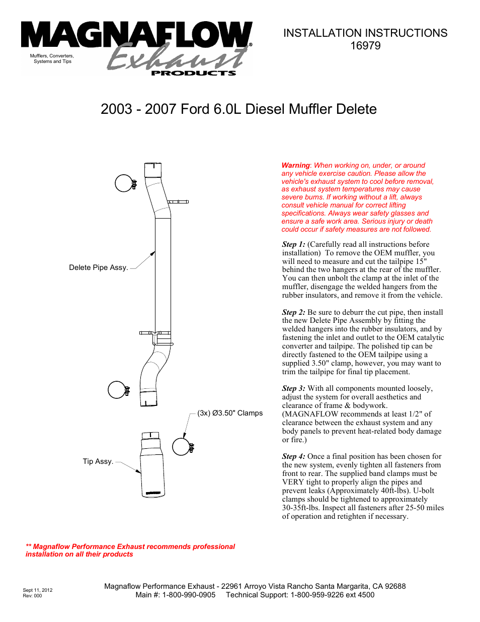 FORD DIESEL 6.0L DIESEL, D-FIT MUFFLER KIT Exhaust Muffler PERFORMANCE EXHAUST