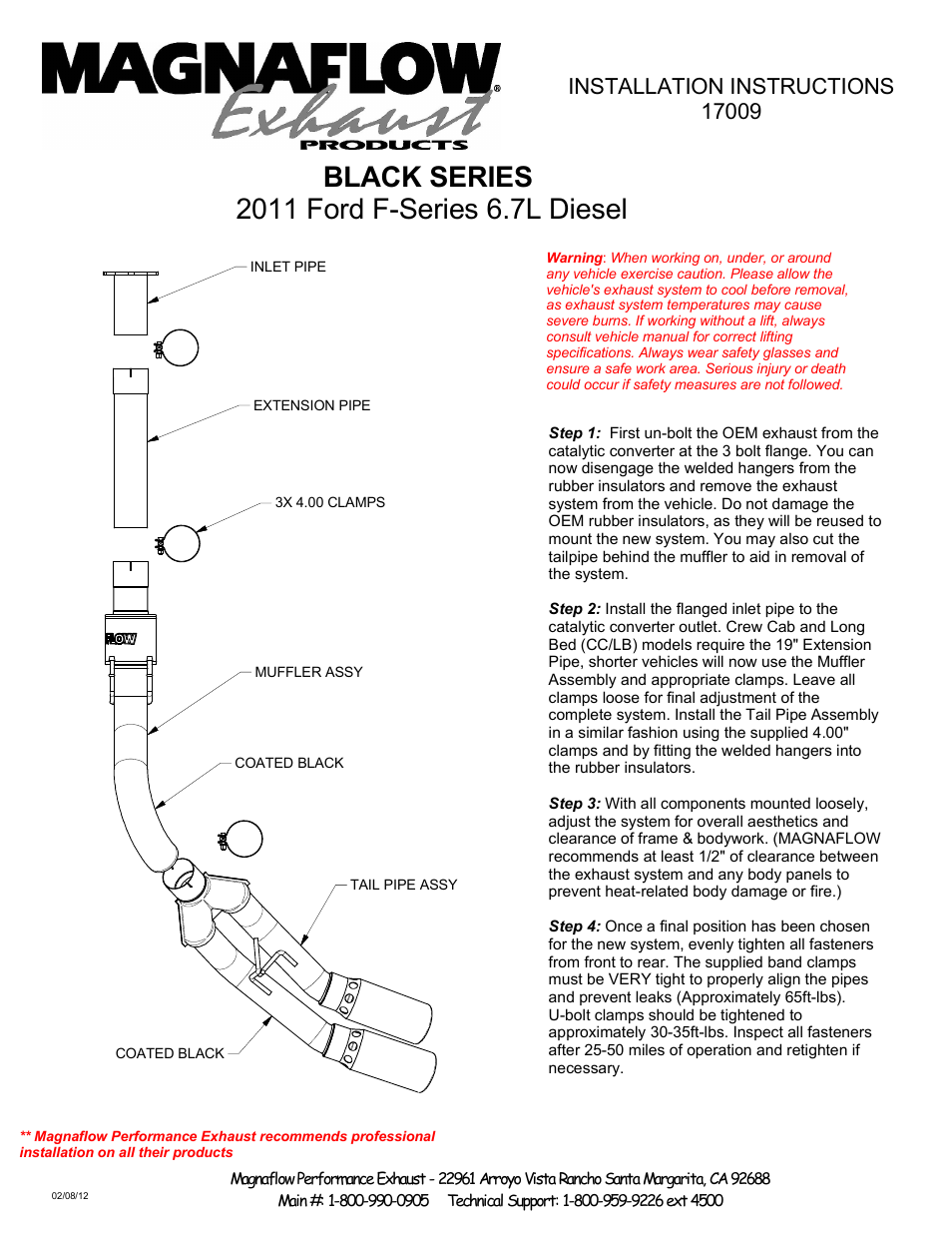 FORD DIESEL 6.7L DIESEL, 4in DUAL Black Series Kit Diesel PERFORMANCE EXHAUST