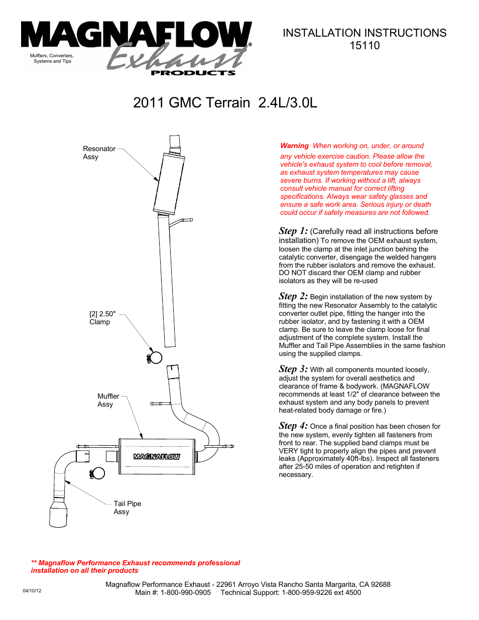 GMC TRUCK TERRAIN Stainless Cat-Back System PERFORMANCE EXHAUST
