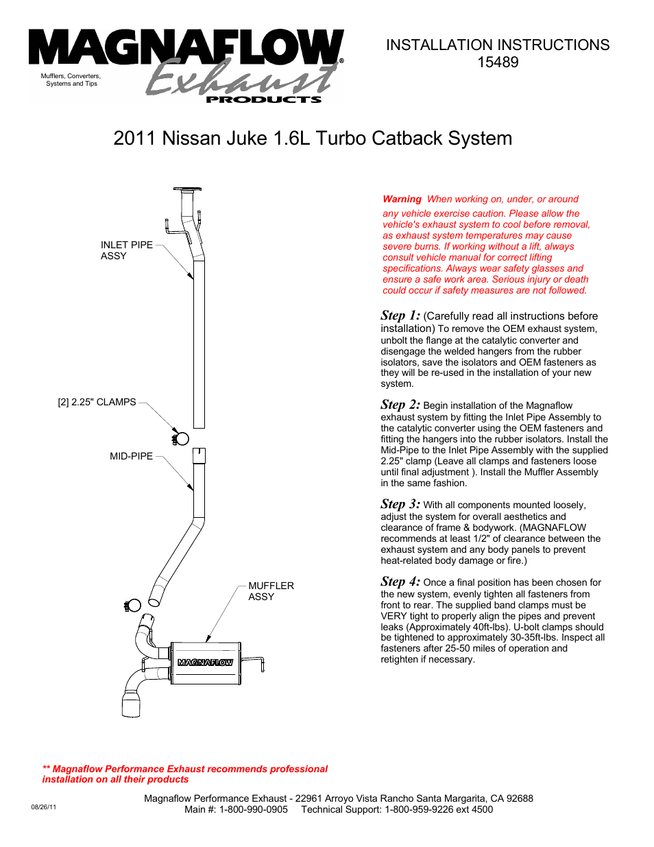 NISSAN TRUCK JUKE Stainless Cat-Back System PERFORMANCE EXHAUST