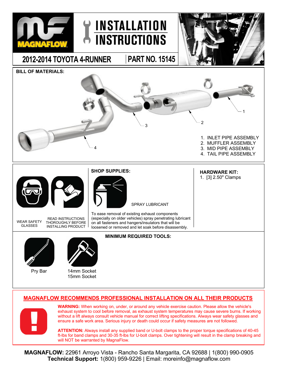 TOYOTA TRUCK 4RUNNER Stainless Cat-Back System PERFORMANCE EXHAUST