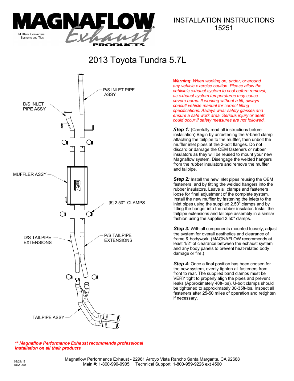 TOYOTA TRUCK TUNDRA Stainless Cat-Back System PERFORMANCE EXHAUST