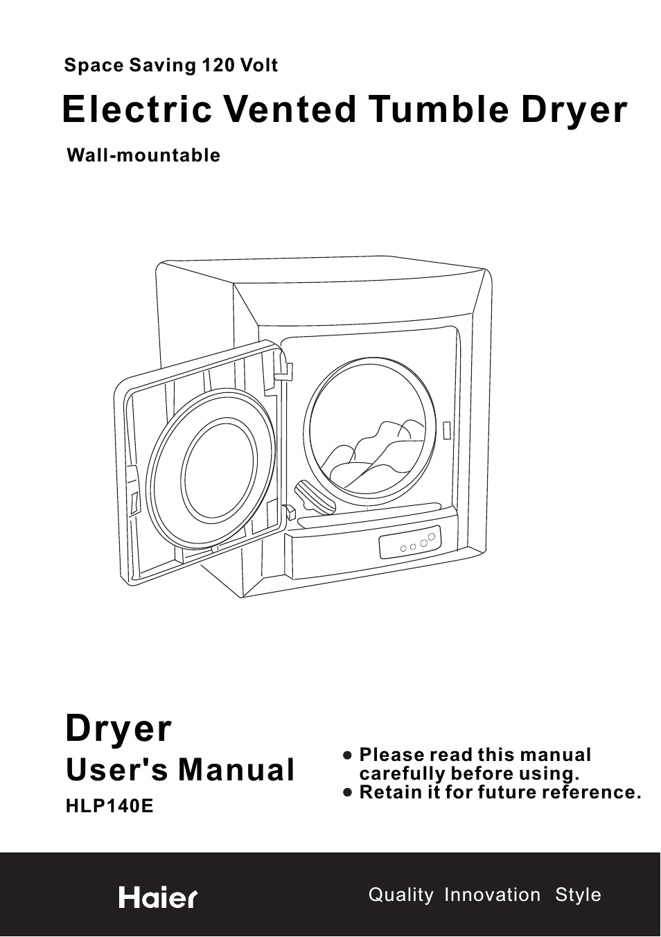 Space Saving 120 Volt Electric Vented Tumble Dryer HLP140E