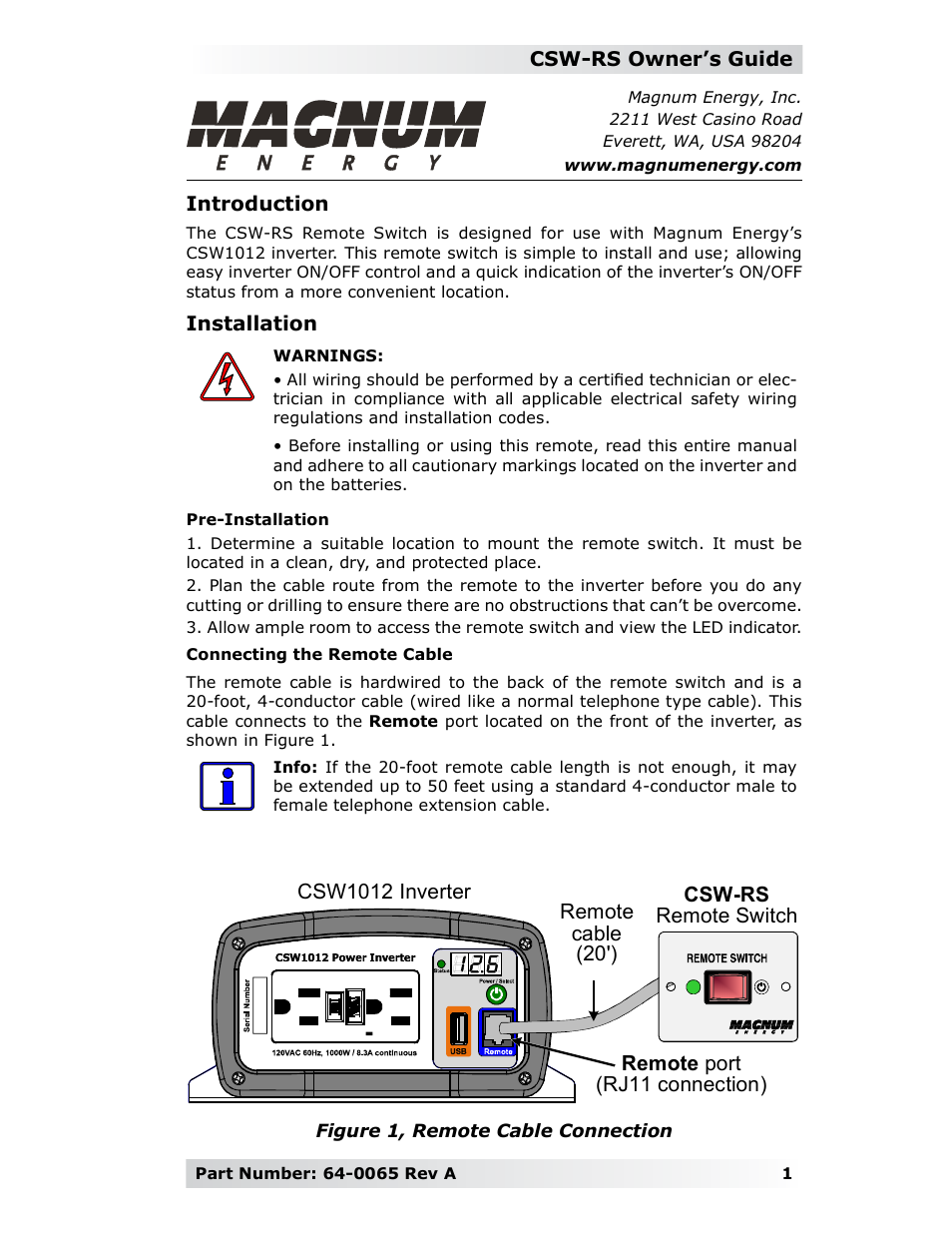 CSW Remote Switch (CSW-RS)