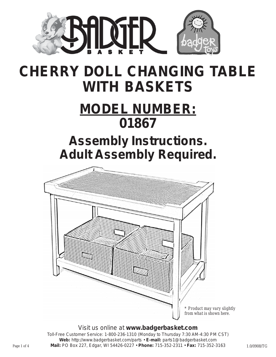 Cherry Doll Changing Table 01867