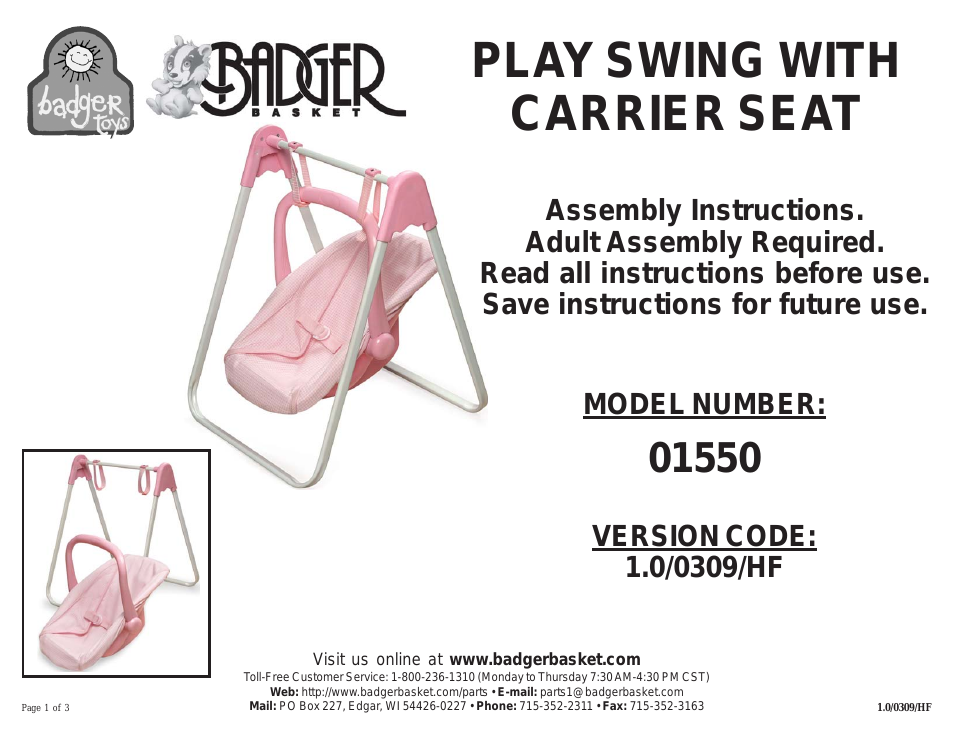 Play Swing with Carrier Seat 01550