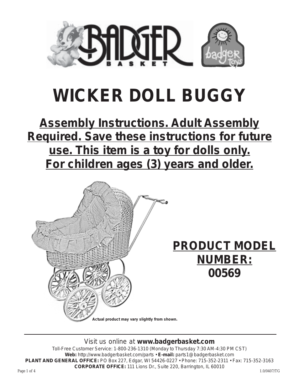 Wicker Doll Buggy 00569