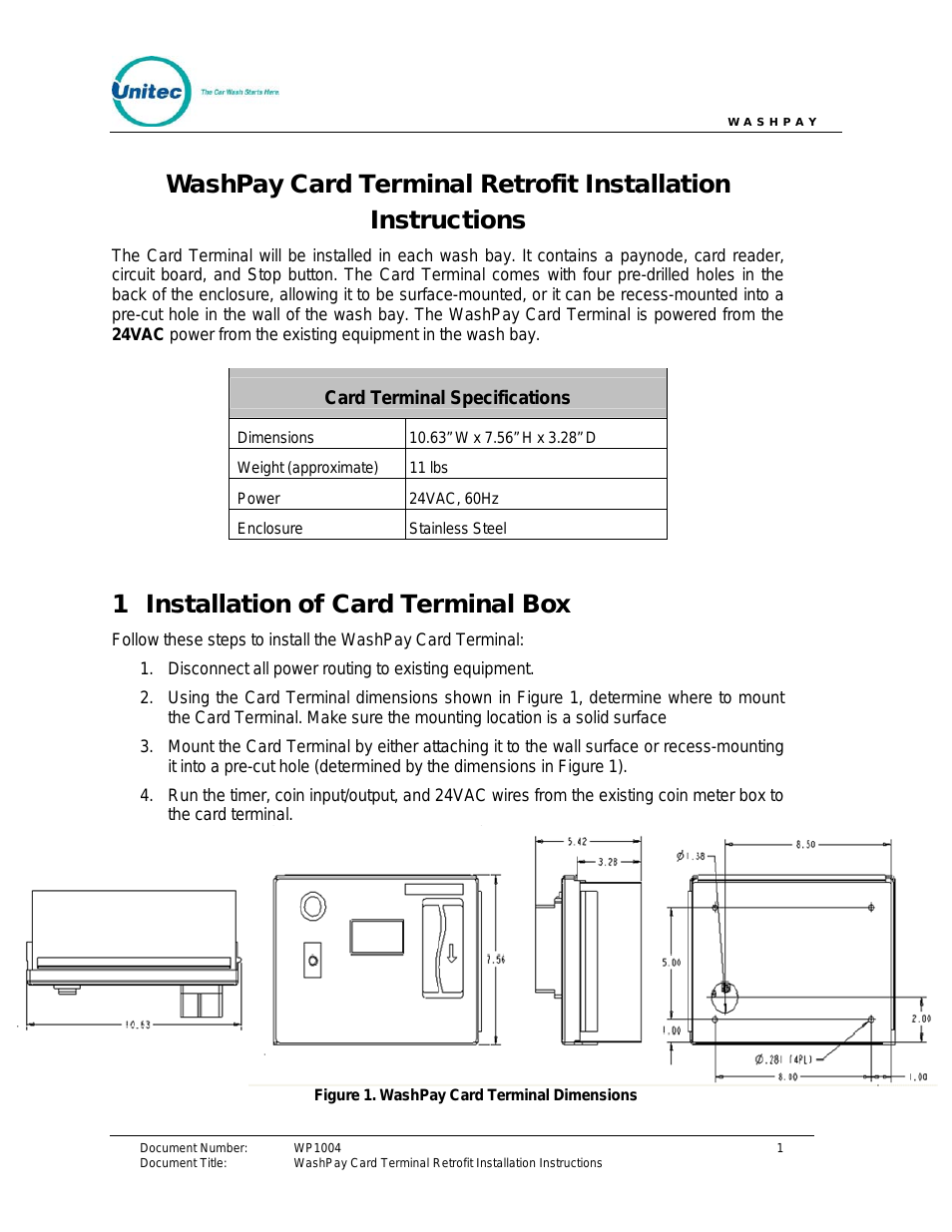 WashPay Card Terminal Retrofit