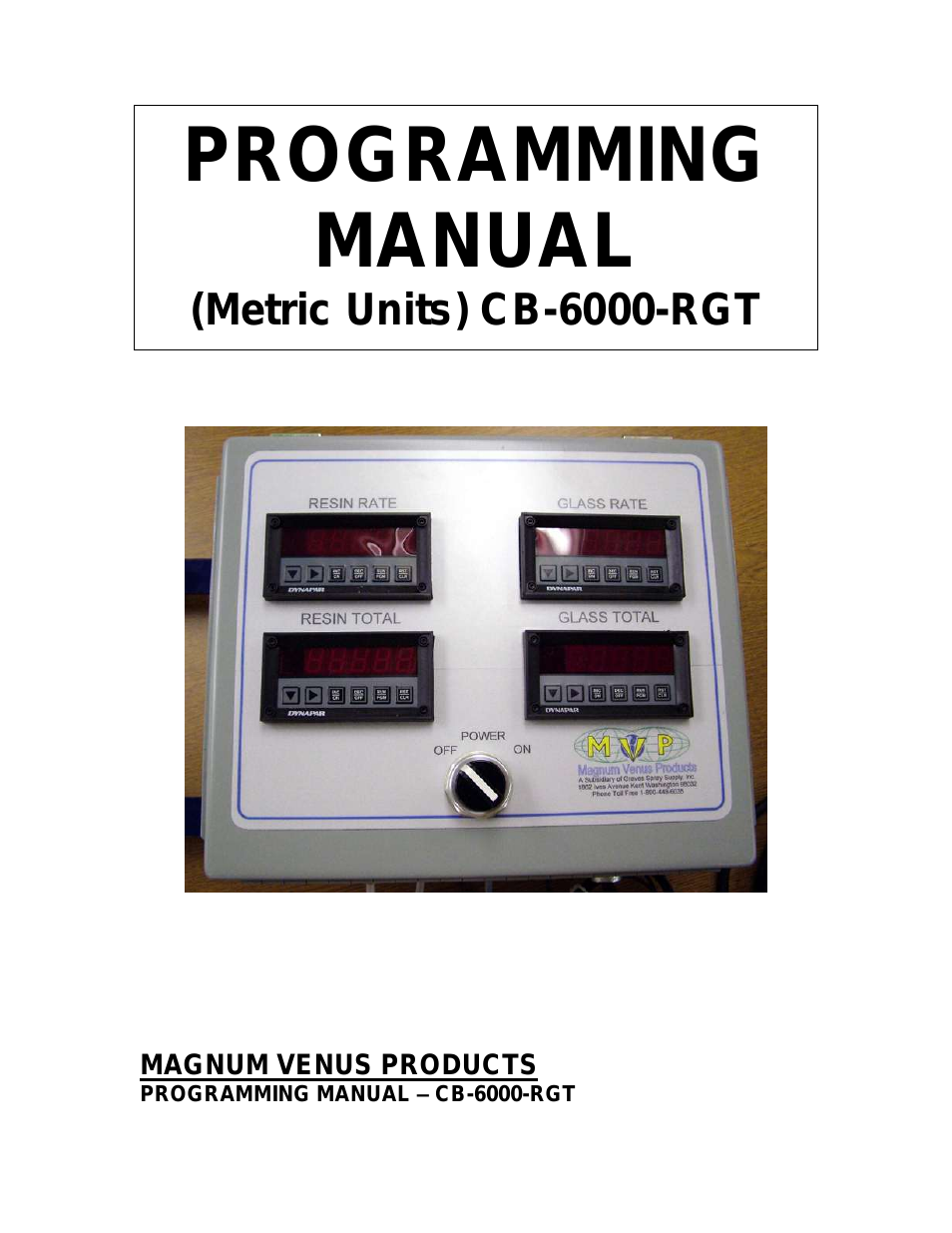 CB-6000-RGT Metric Units PROGRAMMING