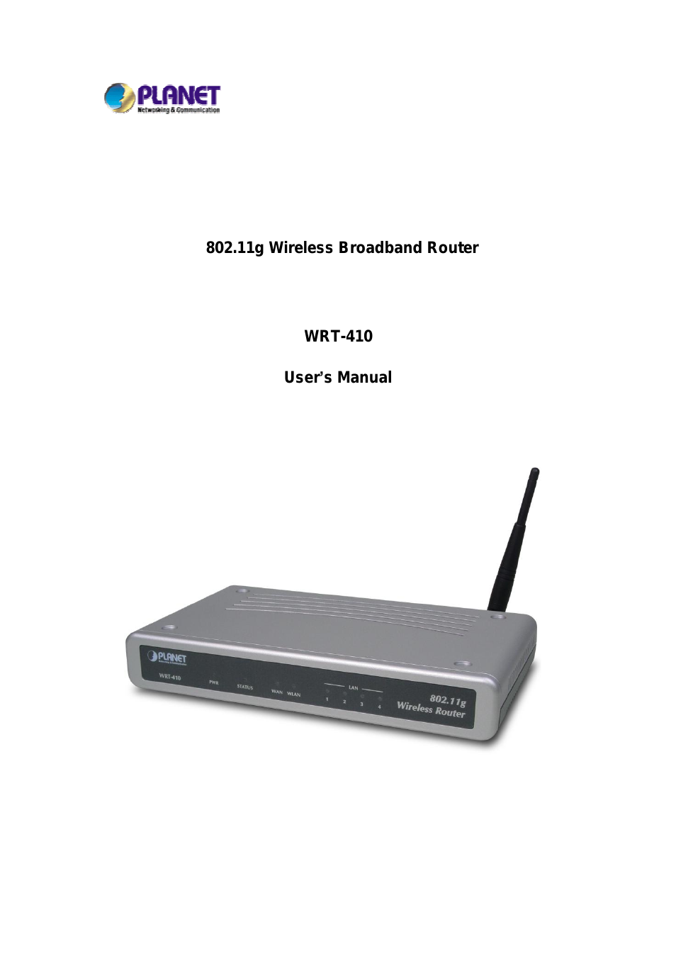 802.11g Wireless Broadband Router WRT-410
