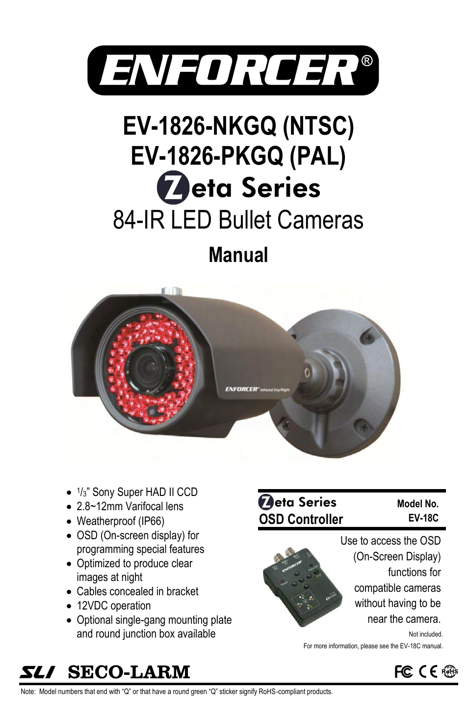 84-IR LED Bullet Cameras EV-1826-PKGQ