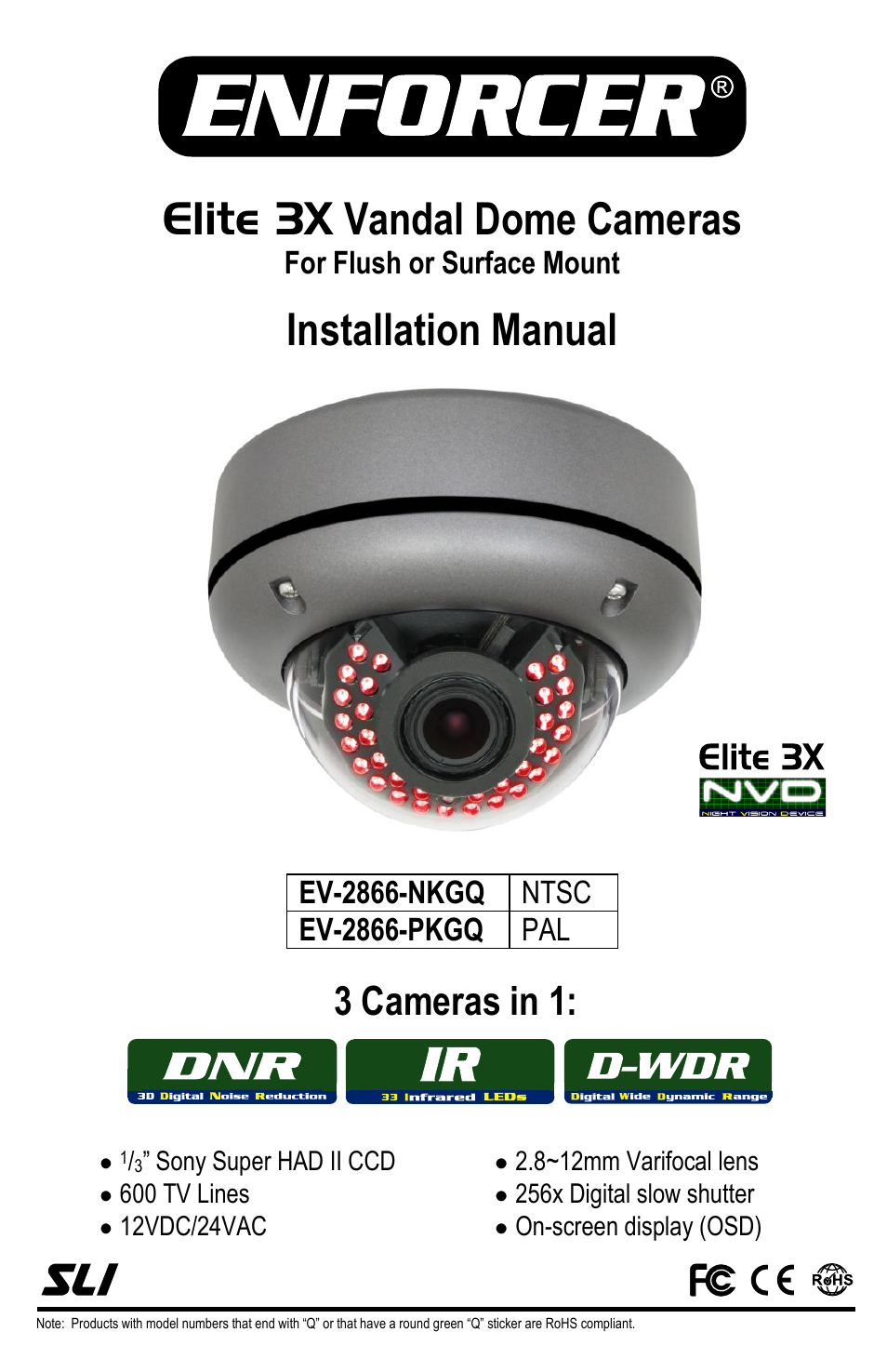 Elite 3X Vandal Dome Cameras EV-2866-NKGQ