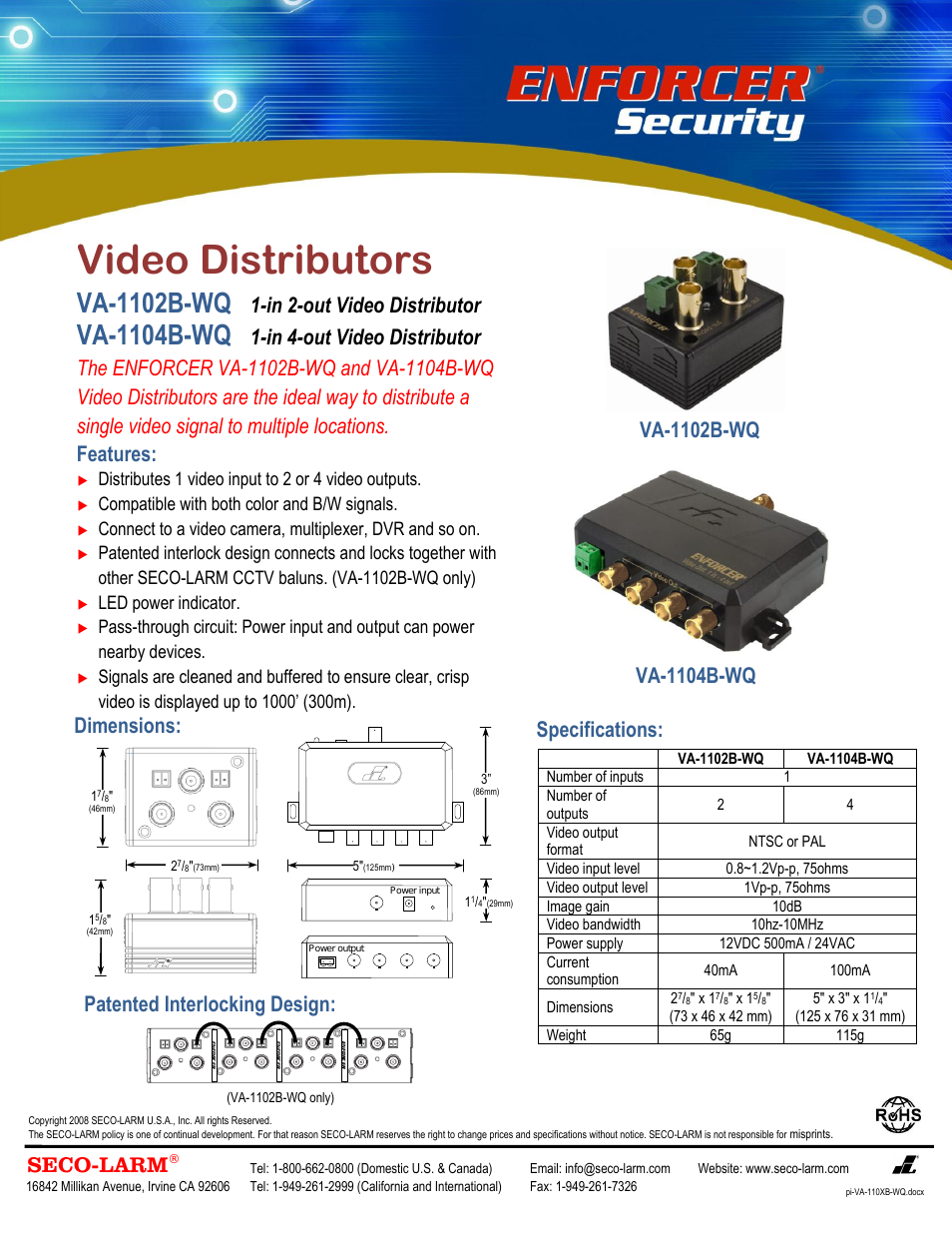 Video Distributors VA-1104B-WQ