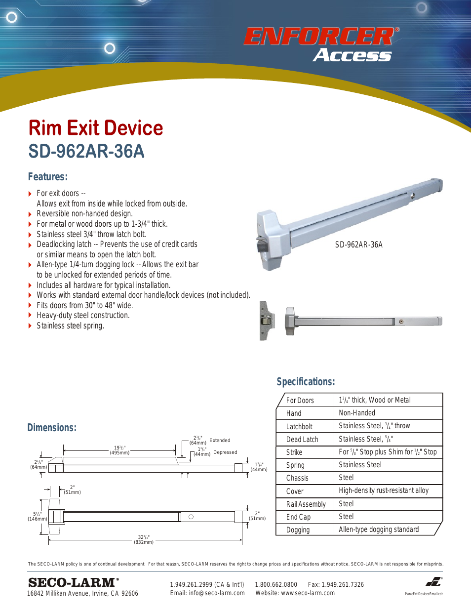 Enforcer Access SD-962AR-36A