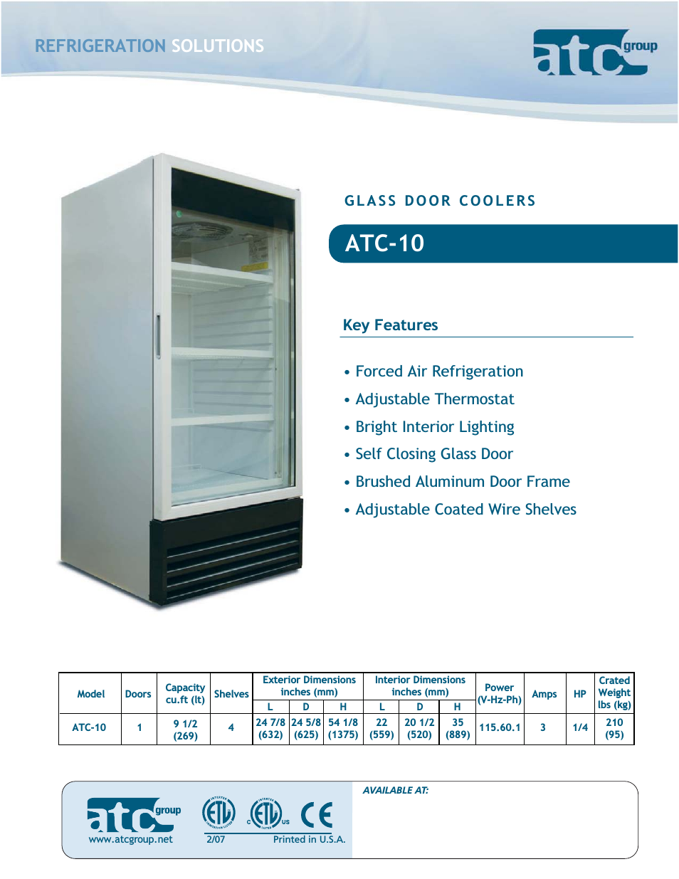Glass Door Coolers ATC-10