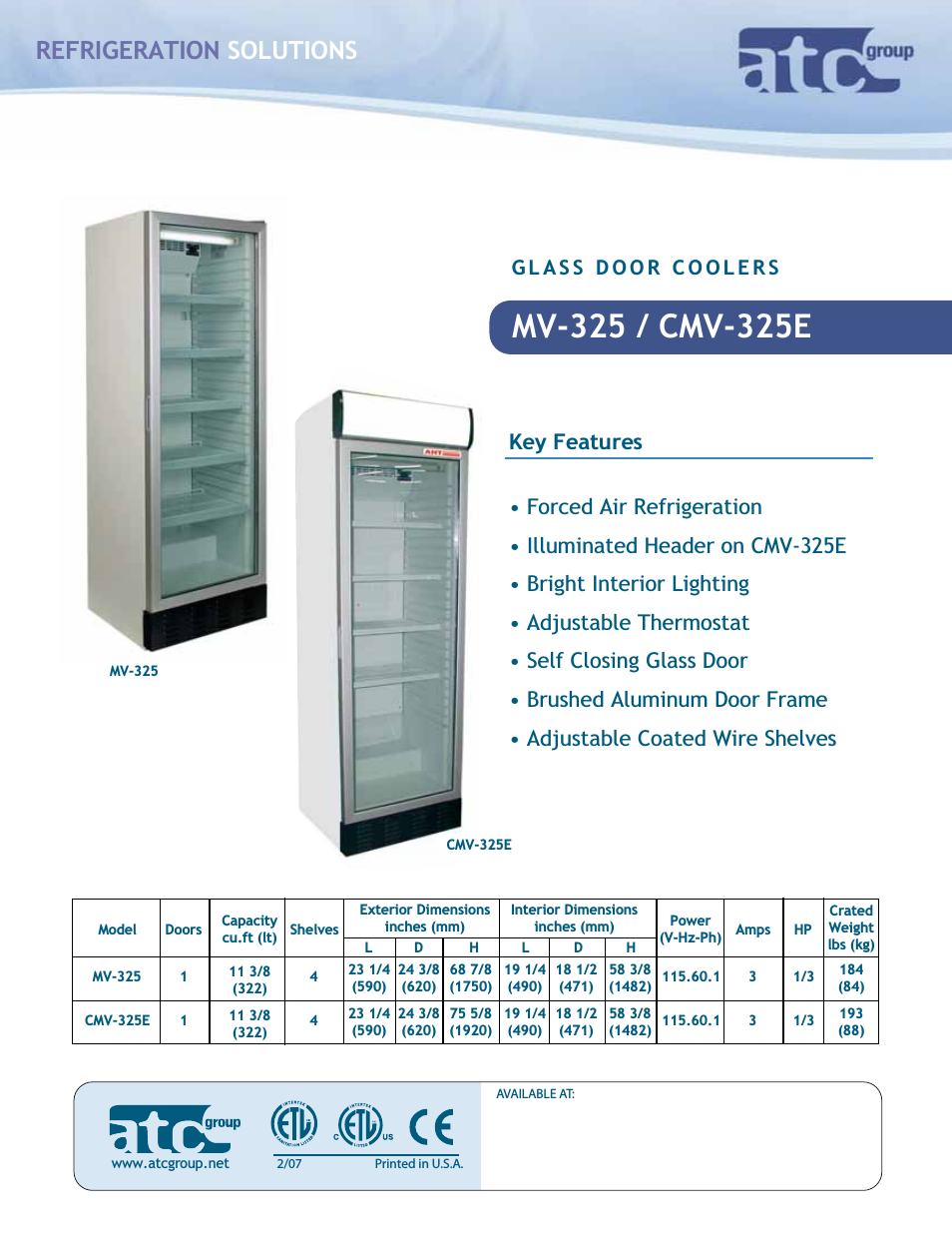 Glass Door Coolers CMV-325E
