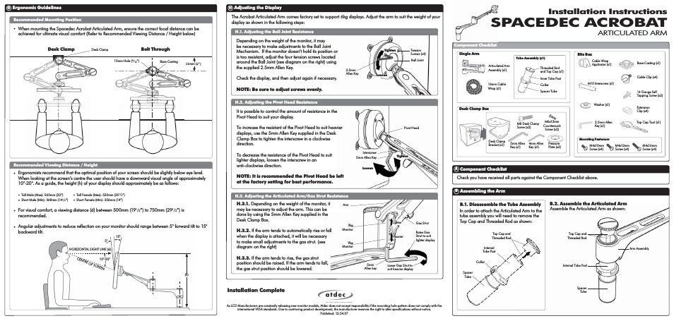 Spacedec SD-AT-DK Installation manual