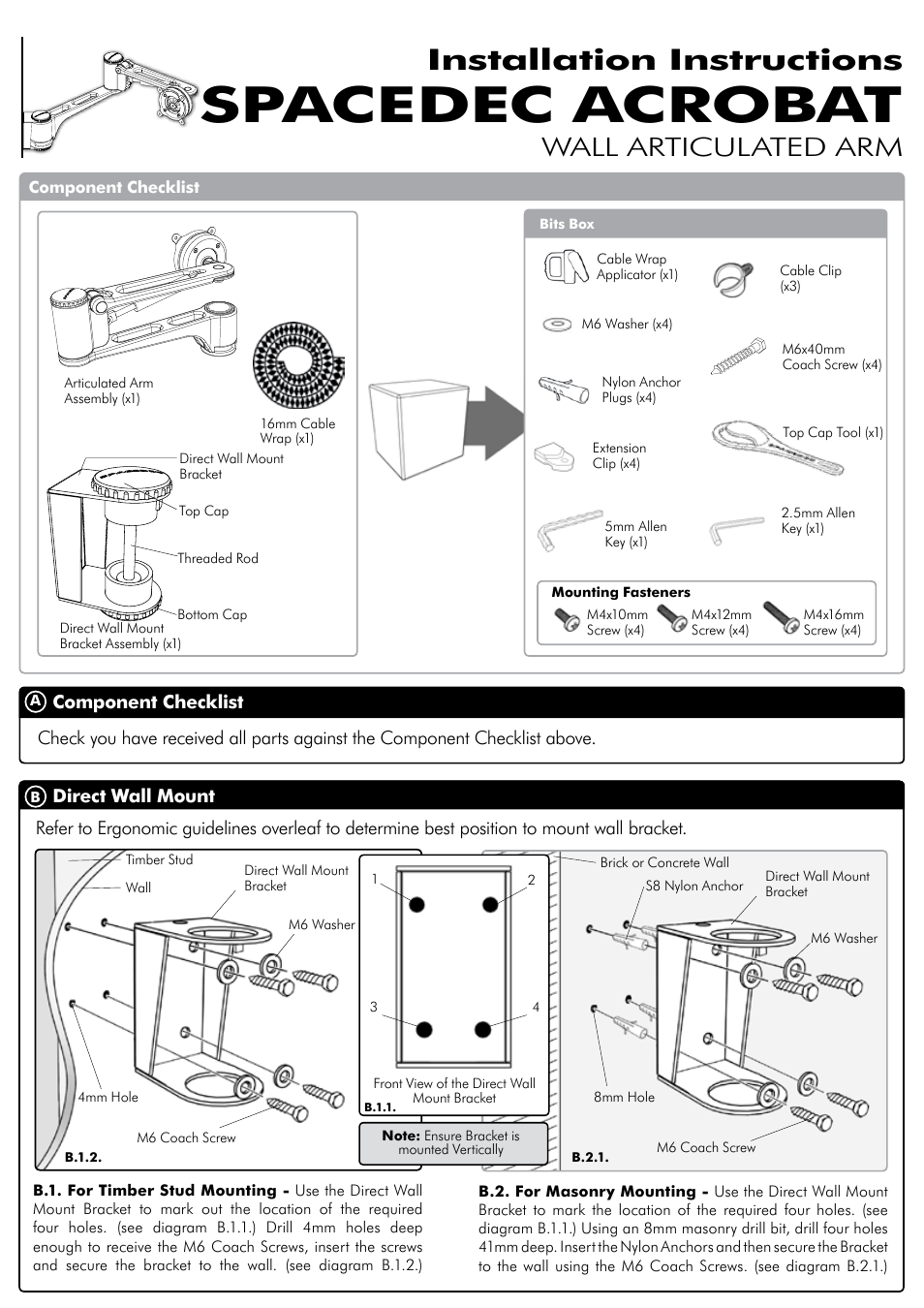 Spacedec SD-AT-DW Installation manual