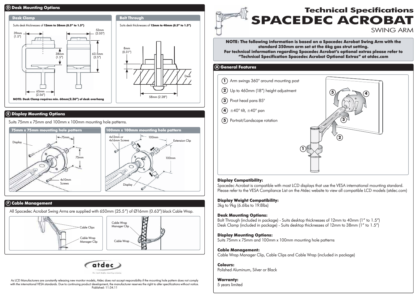 Spacedec SD-SA-DK Technical specs