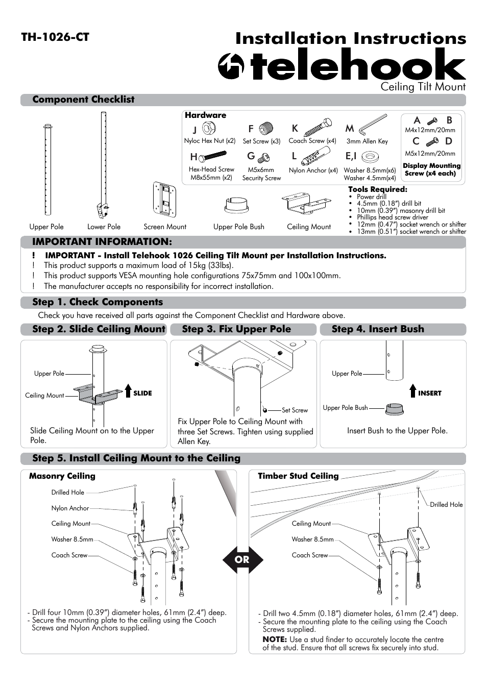 Telehook TH-1026-CT Installation manual