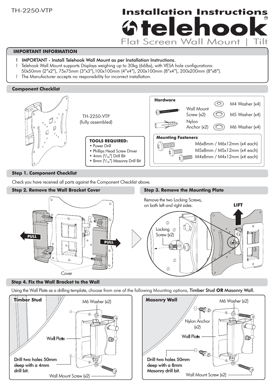 Telehook TH-2250-VTP Installation manual