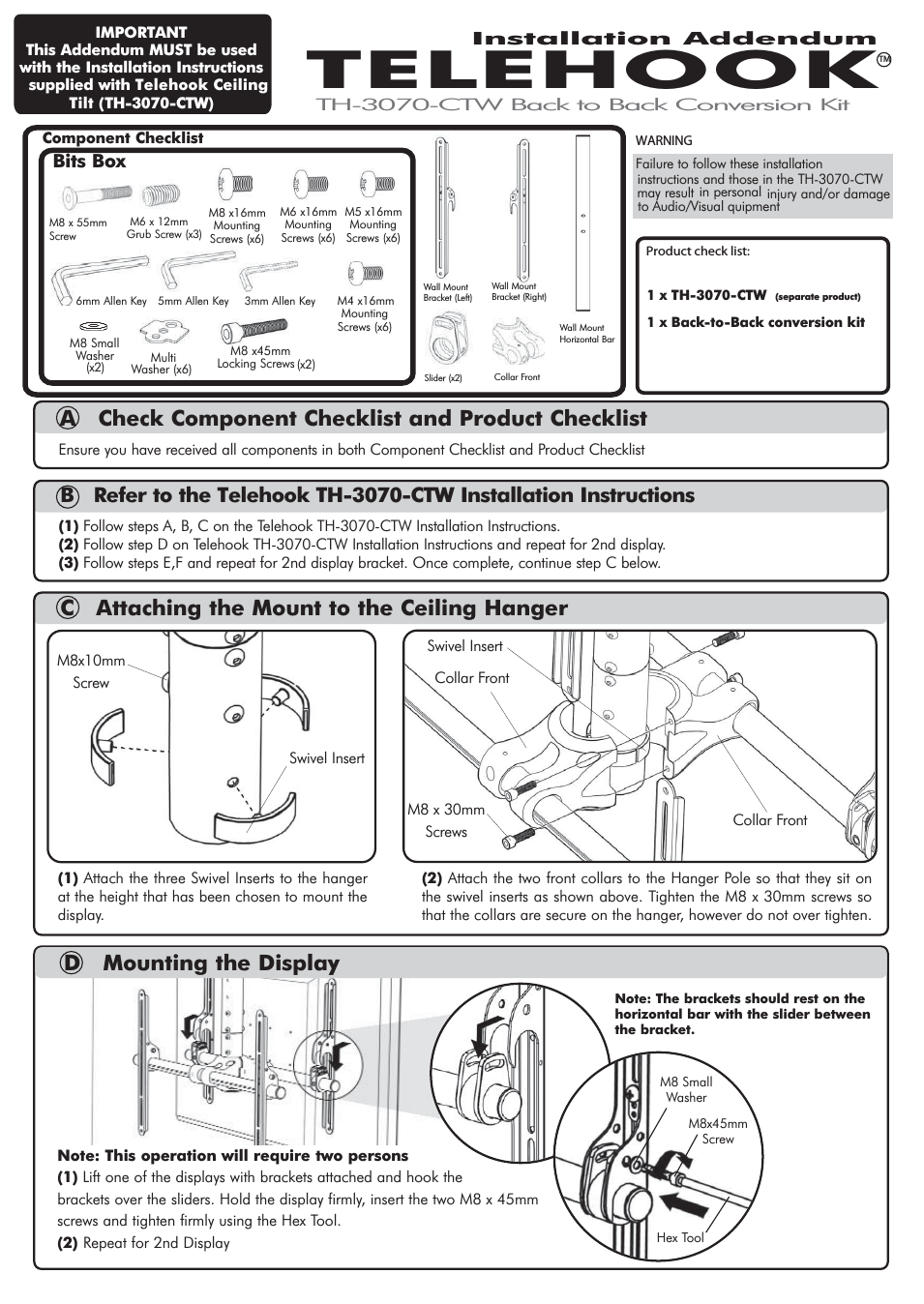 Telehook TH-3070-CTW-BB Installation manual